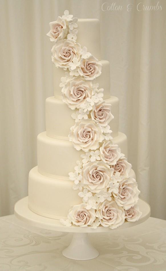 Rose Wedding Rose Cascade Wedding Cake 1987555 Weddbook 