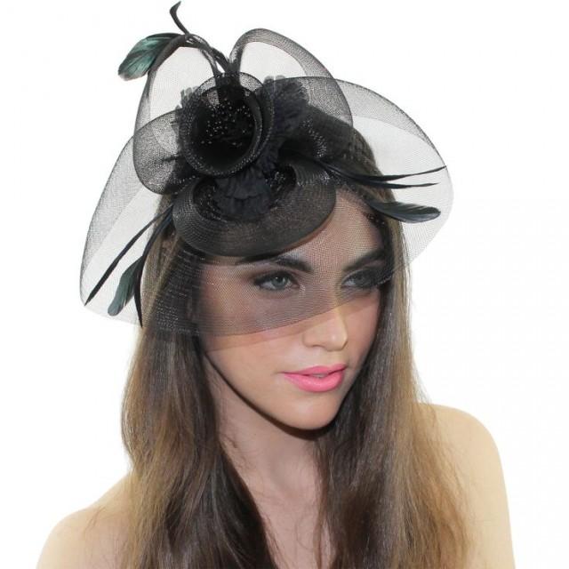 Black Netting Hat Fascinator Headpiece Floral Headband 2042015 Weddbook