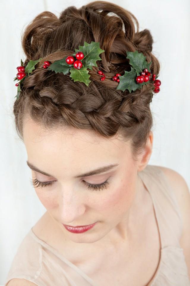 Holiday Hair Accessories, Holly Hair Clip, Christmas Hair Clip, Girls Christmas Headband, Holly 