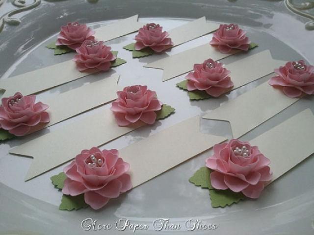 Paper Flower Place Cards Escort Cards Pink Weddings Table