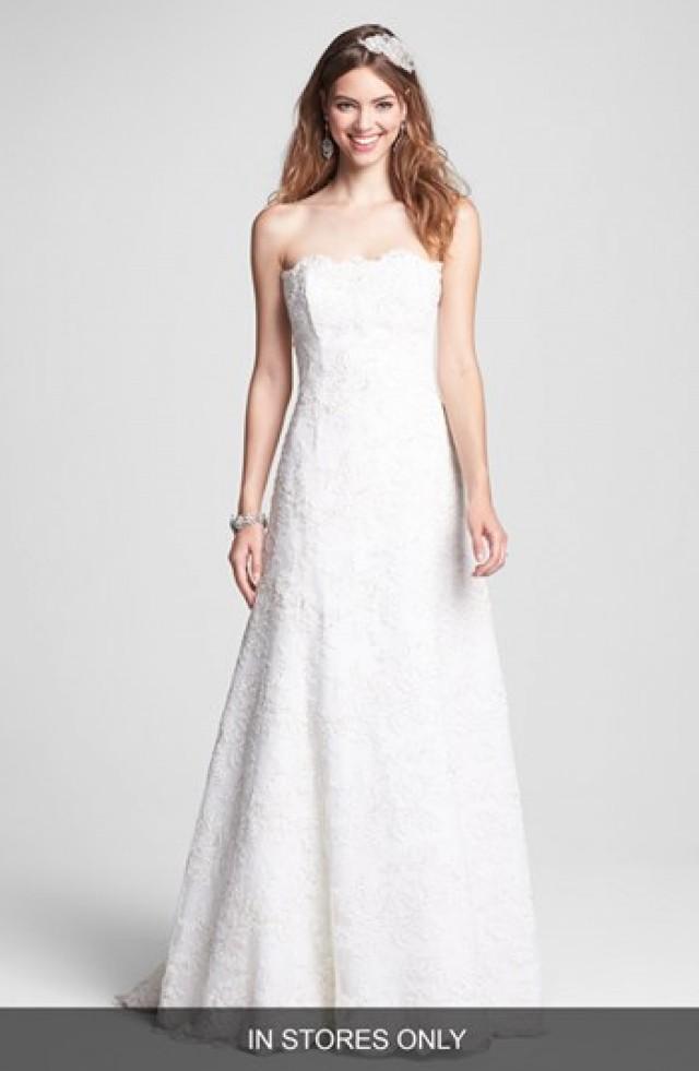 bliss monique lhuillier lace trumpet gown