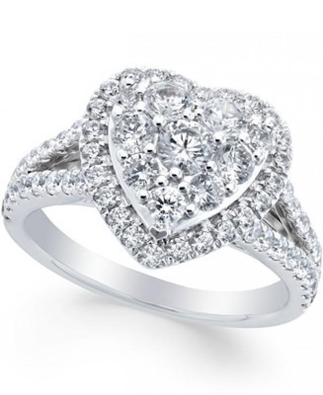 Macy's Diamond Heart Engagement Ring (11/2 Ct. T.w.) In 14k White Gold