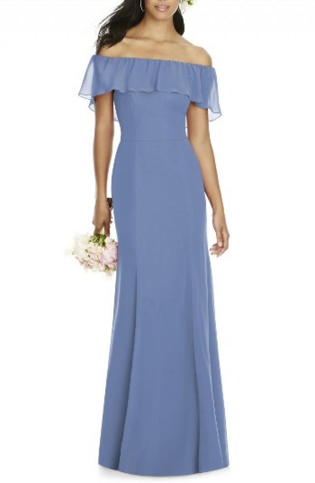 Social Bridesmaids Ruffle Off The Shoulder Chiffon Gown 2666878 Weddbook