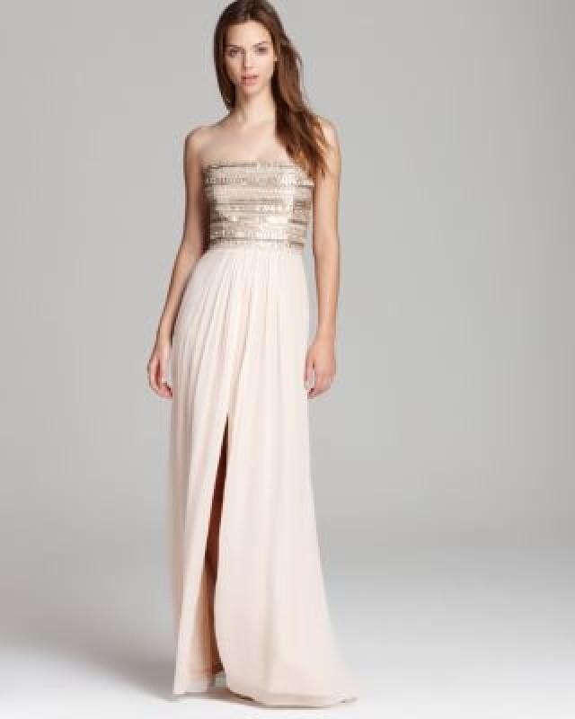 aidan mattox strapless embroidered gown