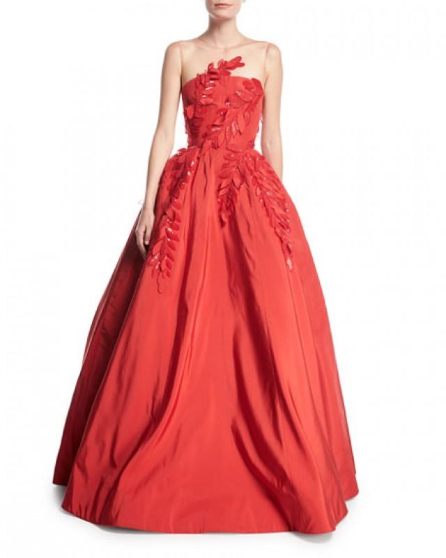 Sleeveless Illusion-Neck Evening Ball Gown W/ Floral Appliques #2794013 ...