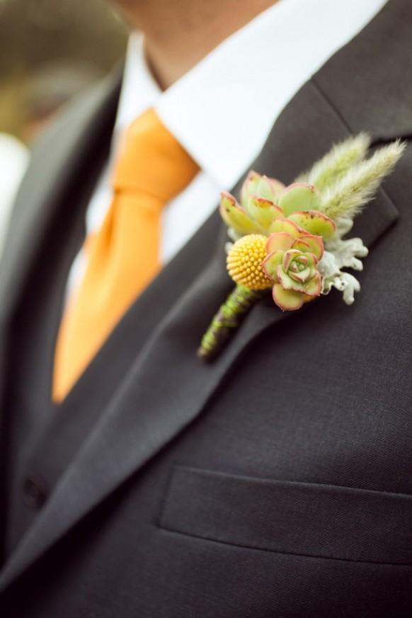 Craspedia Boutonniere And Black Suit For Groom 901686 Weddbook