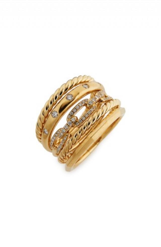 David Yurman Stax Wide Ring With Diamonds In 18K Gold, 15mm #2779855 ...