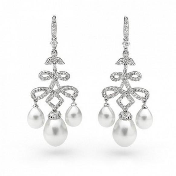 Georgini White Pearl Earring ♥ Designer Bridal Jewelry #803412 - Weddbook